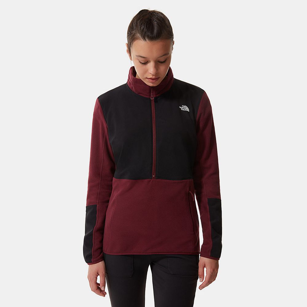 The North Face Fleece Womens Australia - The North Face Diablo Midlayer Quarter-Zip Red / Black Hiki